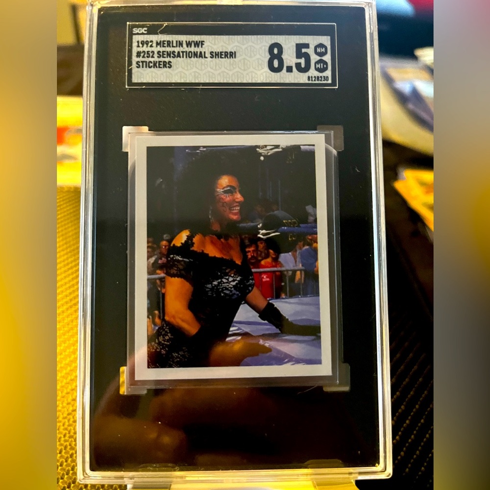1992 WWF VINTAGE MERLIN STICKERS #252  SENSATIONAL SHERRI MARTEL GRADED 8.5 SGC